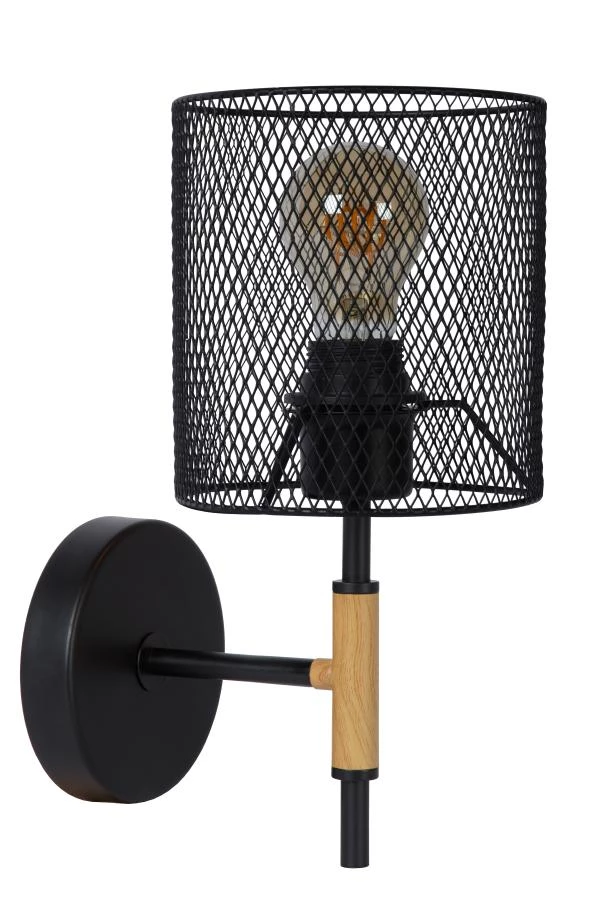 Lucide BASKETT - Lámpara de pared - 1xE27 - Negro - apagado